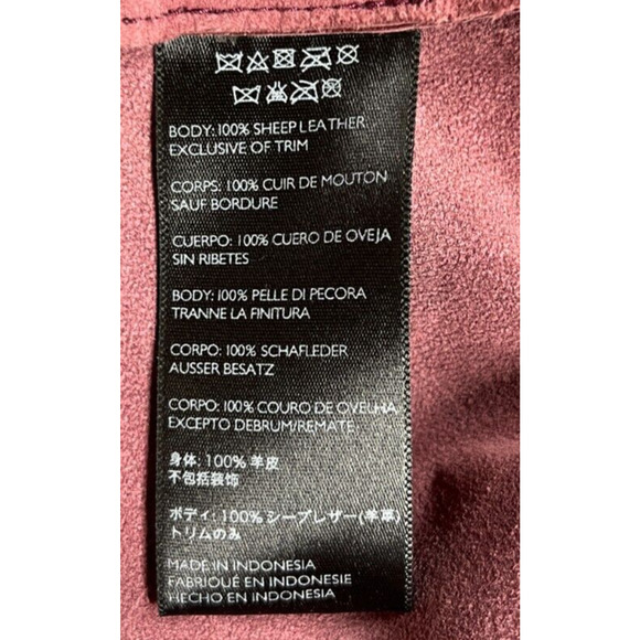 Cleobella Everly Fringe Moto 100% Genuine Sheep Leather Jacket Burgundy Red L - Picture 12 of 13